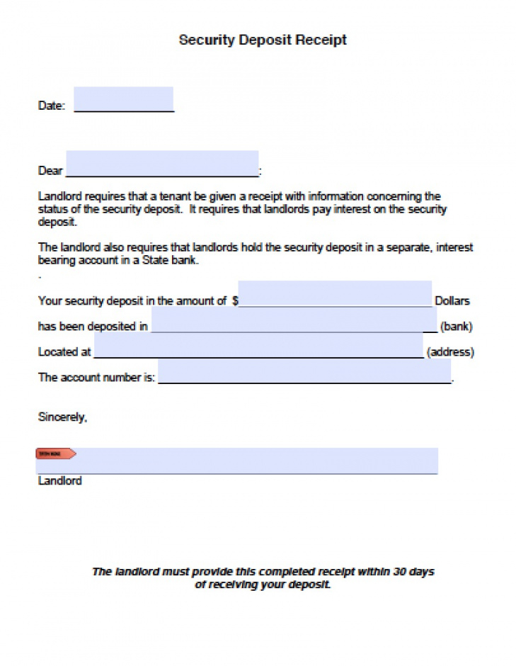 sample download security deposit receipt templates  pdf wikidownload receipt for lease security deposit template word