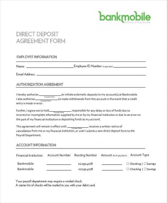 sample free 12 direct deposit form samples in pdf  excel  ms word asking for deposit template excel