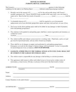 sample monthtomonth parking rental agreement template download refundable car deposit agreement template example