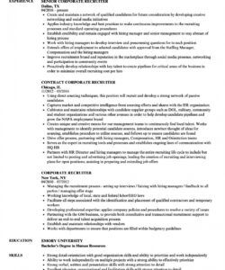 corporate recruiter resume samples  velvet jobs senior recruiter job description template doc