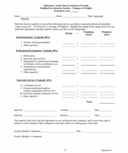 editable affirmative action plan evaluation of faculty evaluation year aap workforce analysis template doc