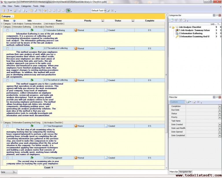 Editable Job Analysis Checklist To Do List Organizer Checklist Pim Time ...