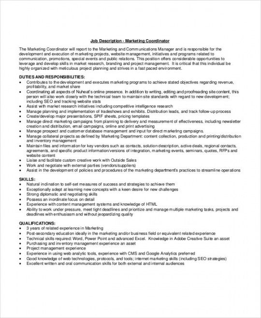 free 23 marketing job descriptions  free sample example format  free field manager job description template pdf
