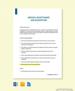 free 6 free medical receptionist job description templates  word  google healthcare job description template