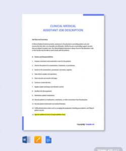 free clinical medical assistant job addescription  word  google docs healthcare job description template pdf