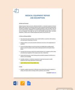 free free medical equipment repair job description  word  google docs healthcare job description template