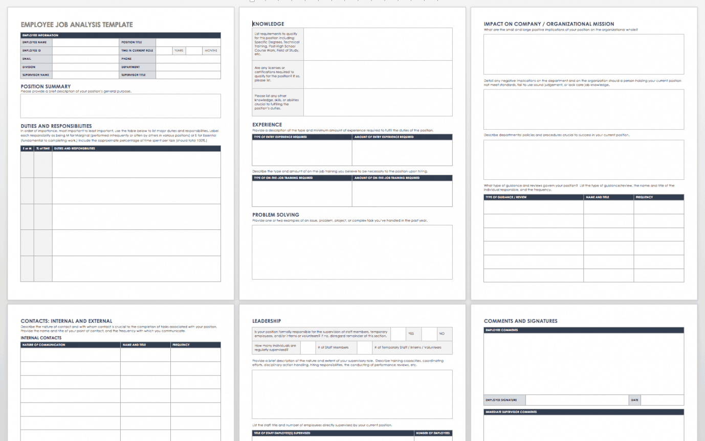 free job analysis templates  smartsheet workload analysis template doc