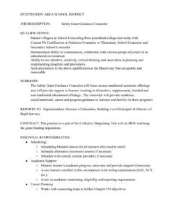 grant guidance counselor job description  google docs  huntingdon seek job description template and sample