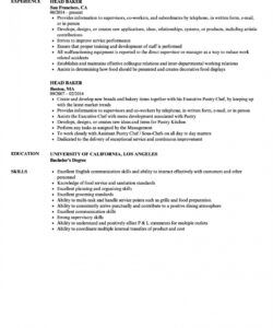 head baker resume samples  velvet jobs chef de partie job description template pdf