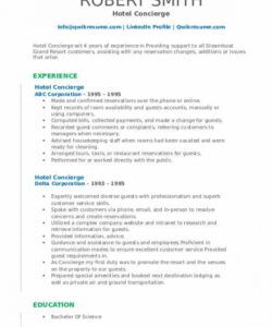 hotel concierge resume samples  qwikresume hospitality job description template pdf