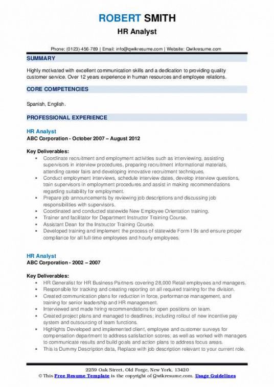 hr analyst resume samples  qwikresume human resources manager job description template pdf