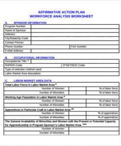 printable 9 sammple affirmative action plan templates  sample templates aap workforce analysis template excel