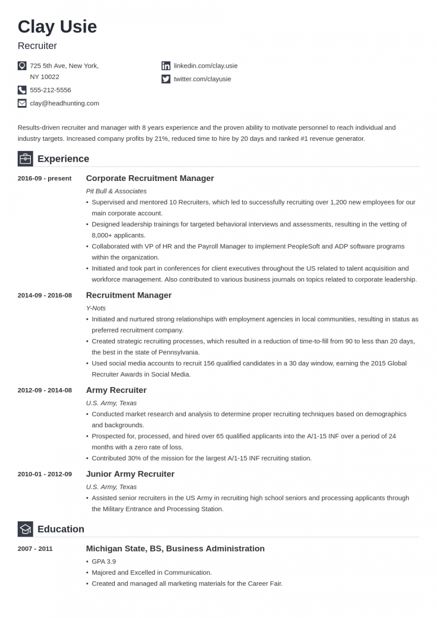 recruiter resume sample [entry level it hr corporate] senior recruiter job description template