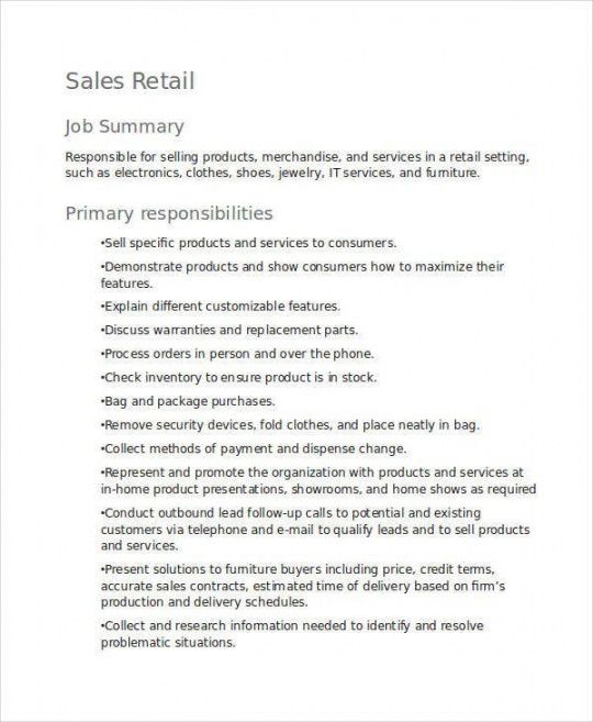 10 retail job description templates  pdf doc  free &amp; premium templates company job description template doc