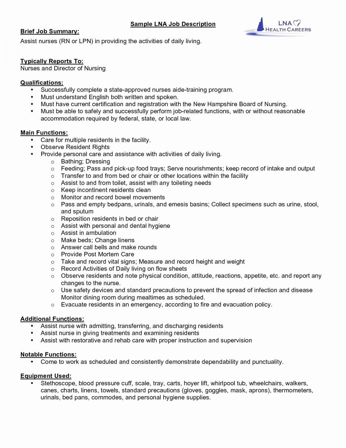 14 er nurse job description for resume collection  resume database nursery assistant job description template doc