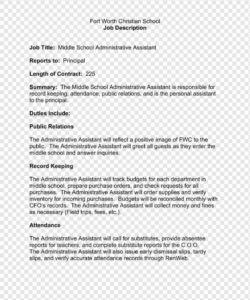 administrative assistant job description template  free catering best job description template