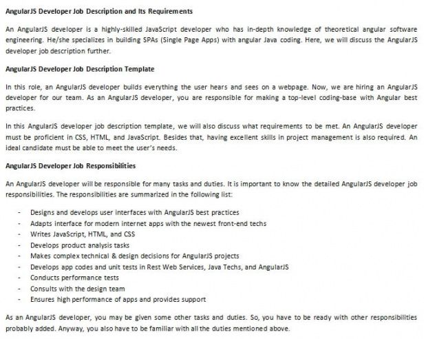 angularjs developer job description and its requirements  room surf wordpress developer job description template pdf