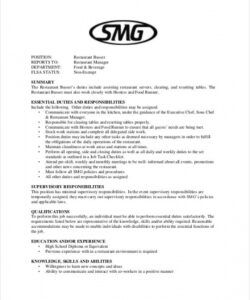 busser job description example  11 free pdf documents download  free example job description template doc