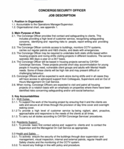 conciergesecurity officer job description printable pdf download official job description template and sample