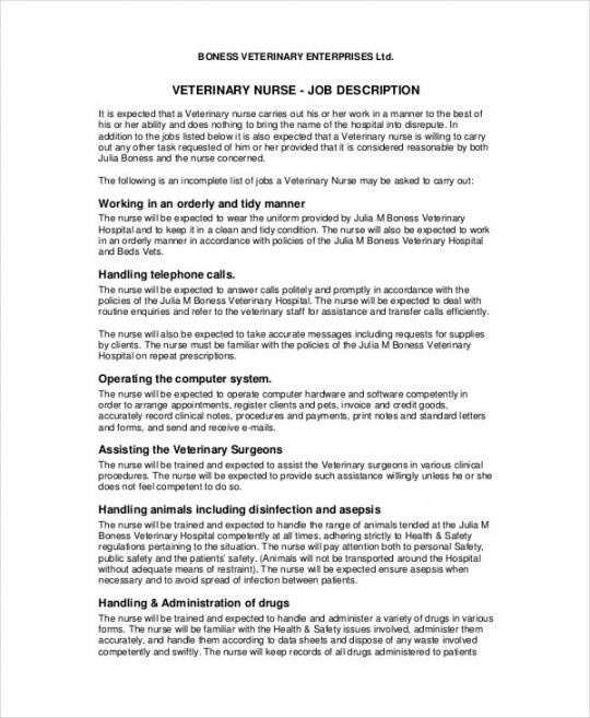 free 10 veterinarian job description templates  pdf doc  free &amp; premium nursery assistant job description template and sample