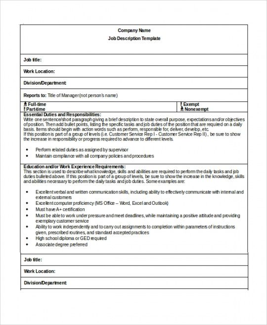 free 32 sample job description templates in ms word  pdf example job description template