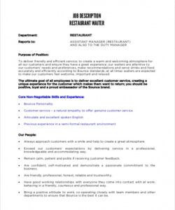 free 9 sample waitress job descriptions in pdf part time job description template