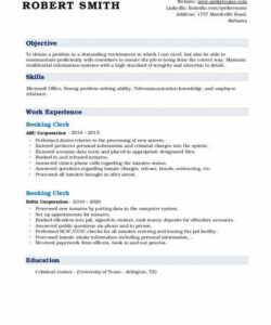 free booking clerk resume samples  qwikresume standard job description template doc