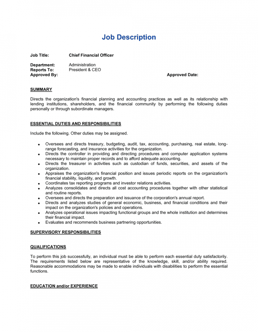 free job description example for cfo template  by businessinabox™ investment officer job description template doc