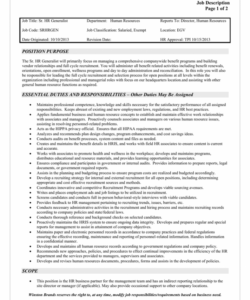 free job description of hr generalist  office manager cover letter shrm job description template and sample