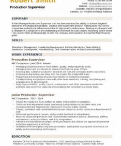 free manufacturing plant supervisor resume april 2021 plant manager job description template