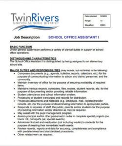 free office assistant job description sample  pdf template front desk job description template and sample