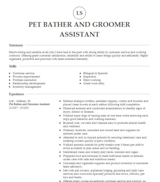 free ownerpet bather resume example seagrass &amp; salty paws  aransas pass texas dog groomer job description template