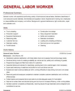 general labor worker resume example  edgewood texas general labor job description template