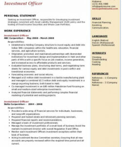 investment officer resume samples  qwikresume investment officer job description template doc