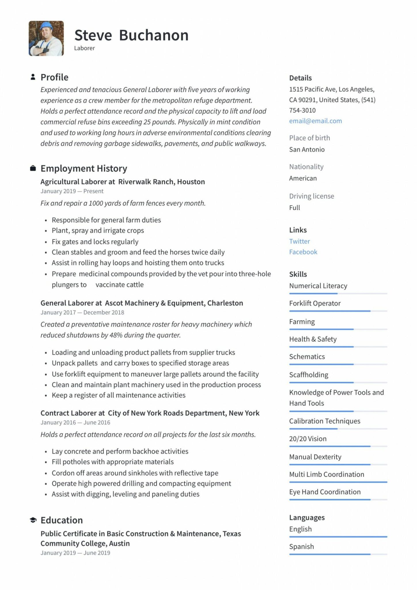 General Labor Job Description Template Dremelmicro