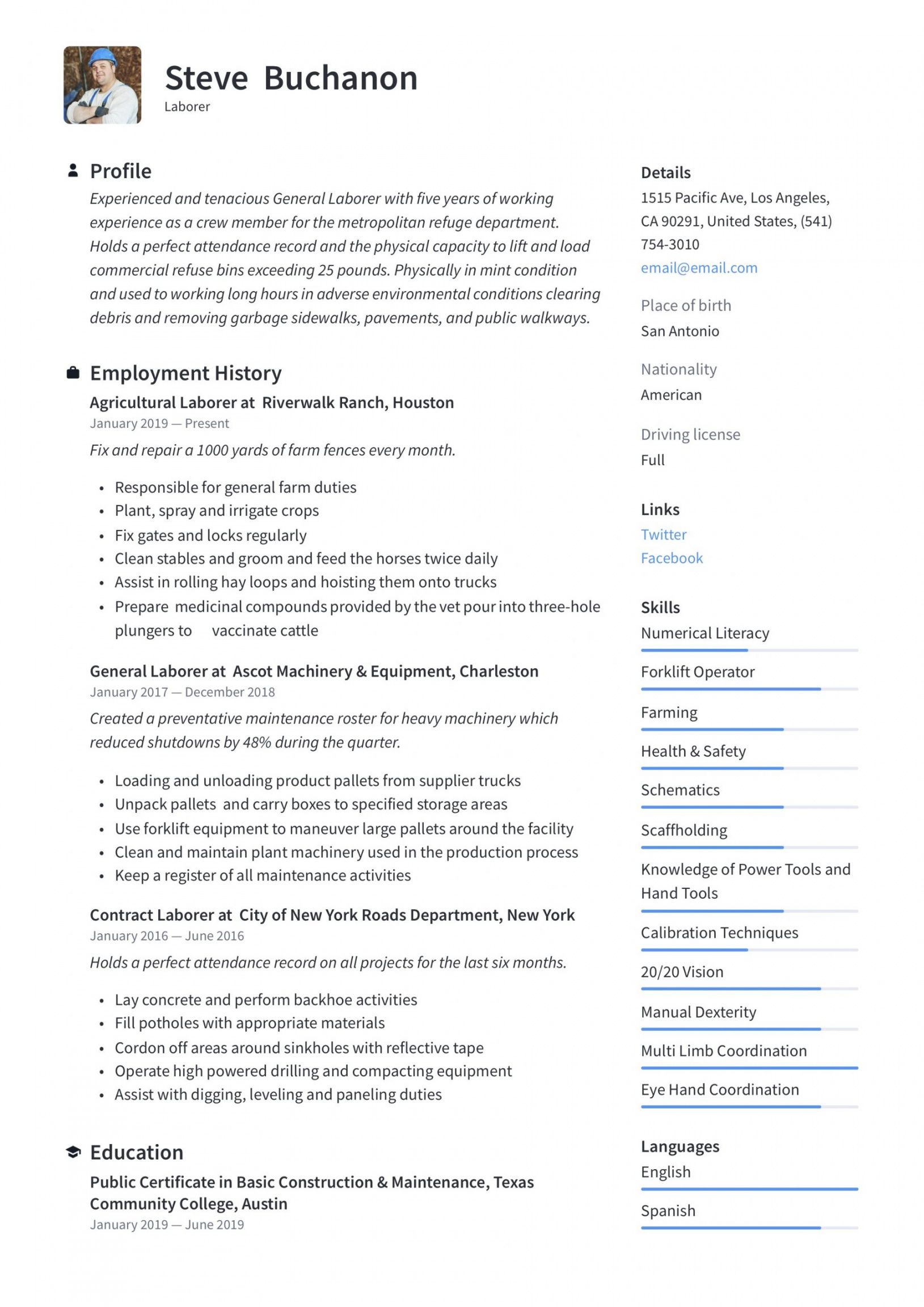 resume template for general labourer • invitation template ideas general labor job description template and sample