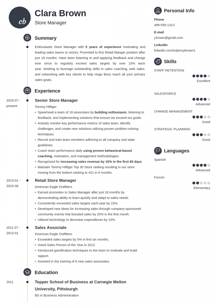 store manager resume examples [job description &amp; skills] standard job description template pdf