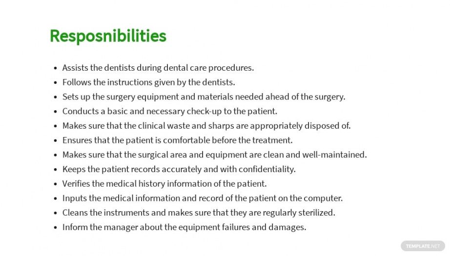 dental nurse job ad and description template [free pdf]  google docs trainee job description template pdf