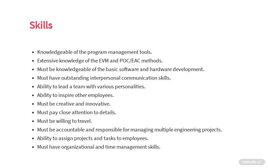 engineering program manager job description template [free pdf programme manager job description template and sample