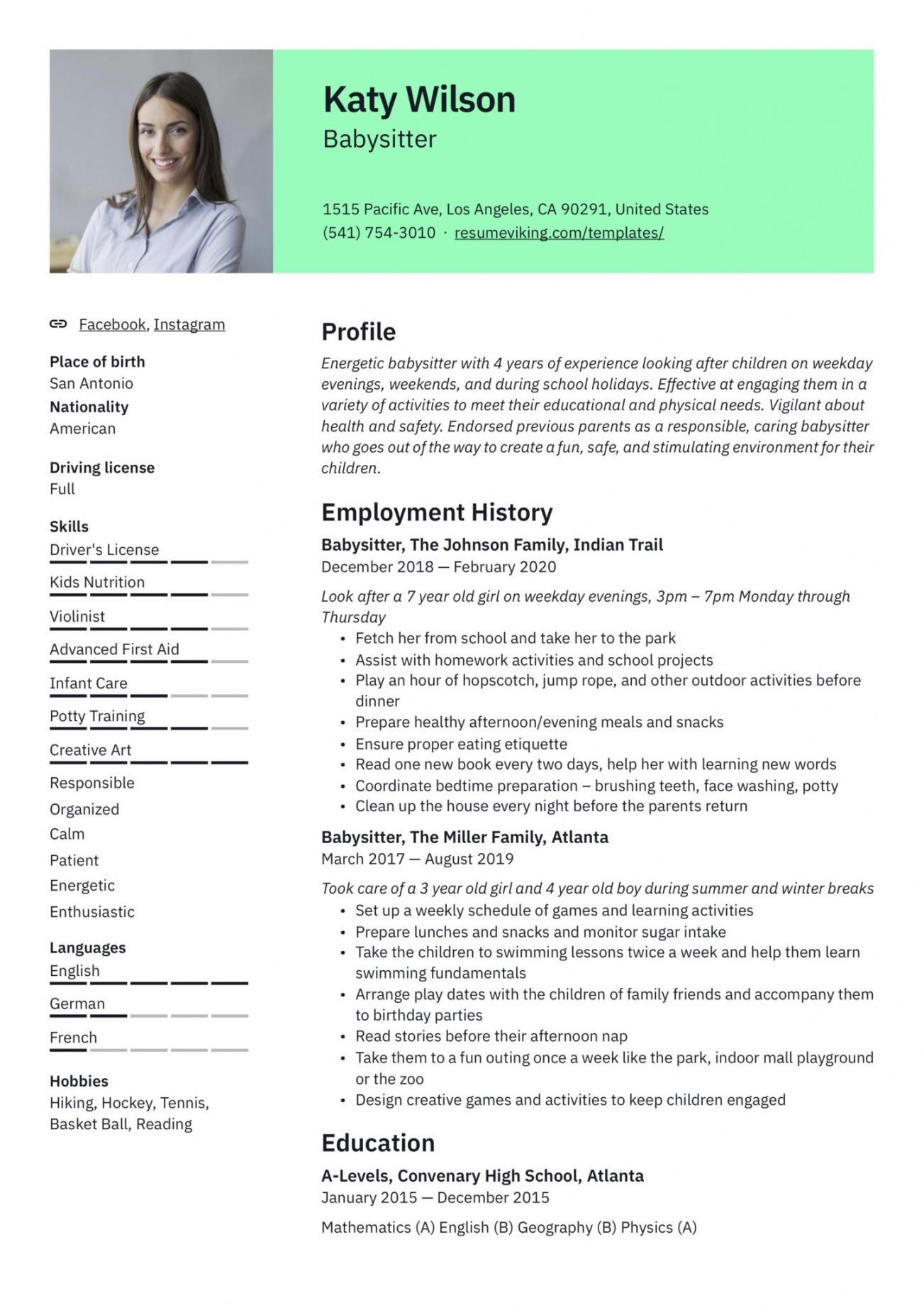 free 19 babysitter resume examples &amp; writing guide  2020  pdf babysitting job description template and sample