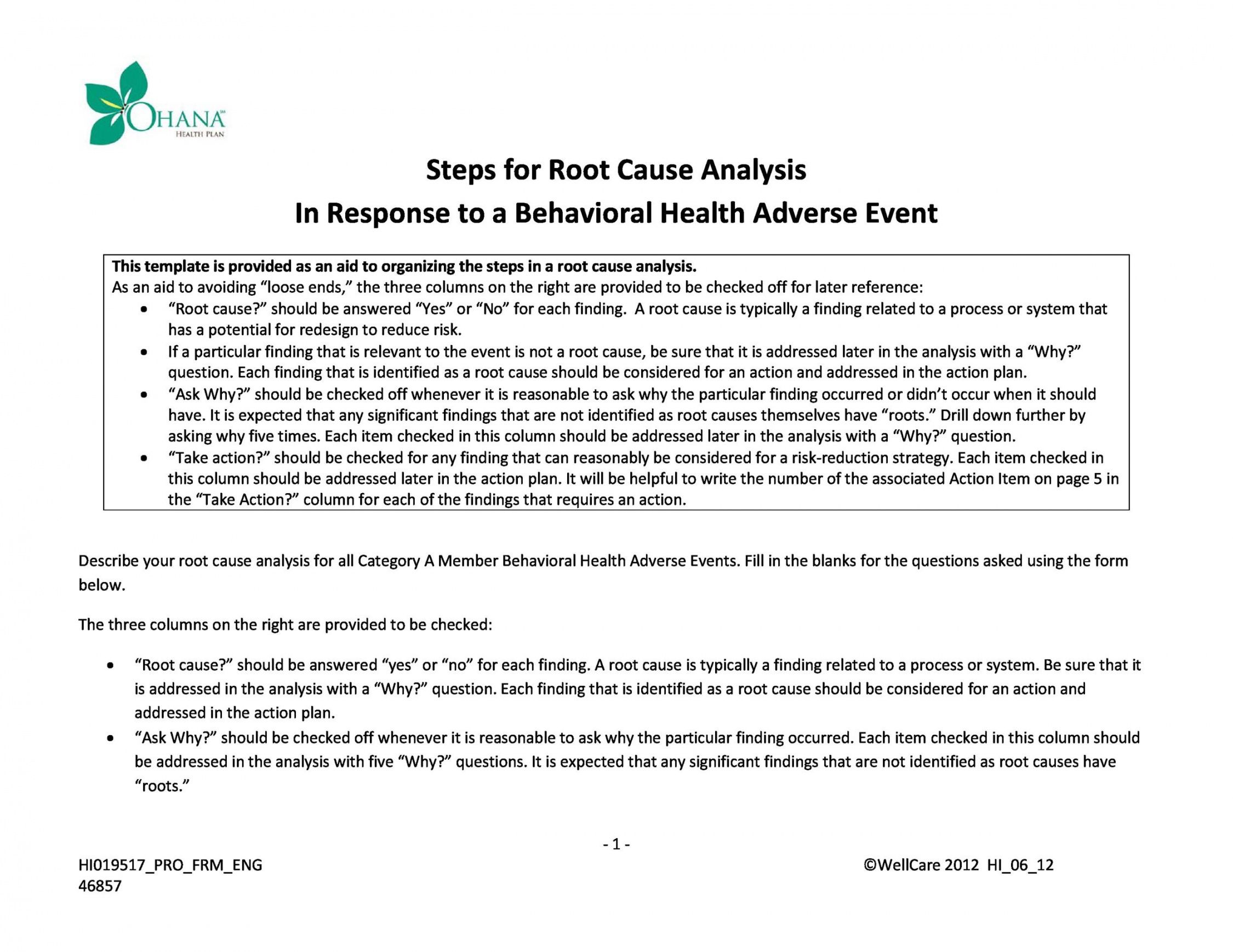 free 40 effective root cause analysis templates forms &amp; examples root cause failure analysis template example