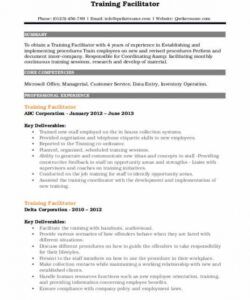 free training facilitator resume samples  qwikresume trainee job description template doc