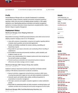 free warehouse manager resume &amp;amp; writing guide  18 templates warehouse worker job description template