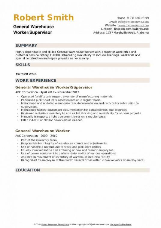 general warehouse worker resume samples  qwikresume warehouse worker job description template pdf