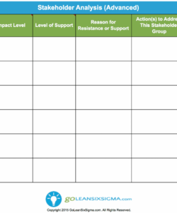 stakeholder analysis  goleansixsigma stakeholder analysis matrix template doc