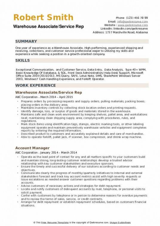 warehouse associate resume samples  qwikresume warehouse worker job description template doc