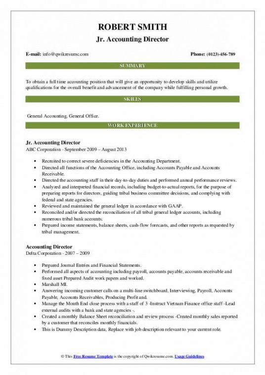 accounting director resume samples  qwikresume junior accountant job description template doc