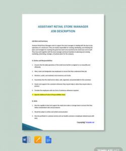 assistant hr manager job description template  google docs word shop manager job description template