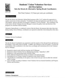 event volunteer job description  free documents church volunteer job description template pdf