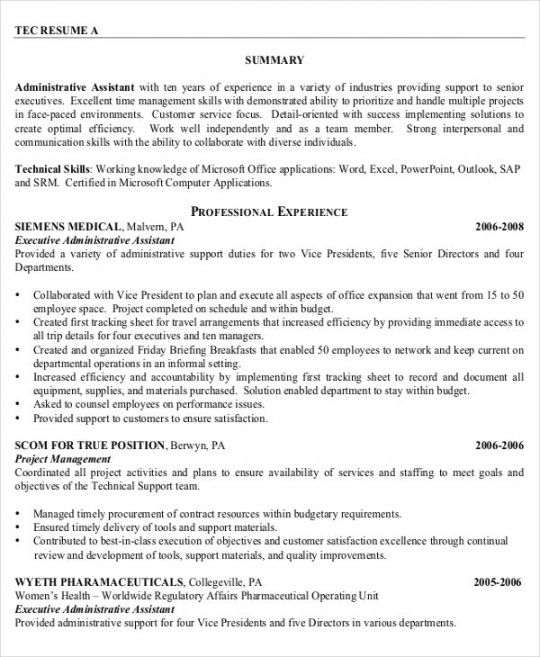 executive administrative assistant resume  10 free word pdf executive administrative assistant job description template pdf